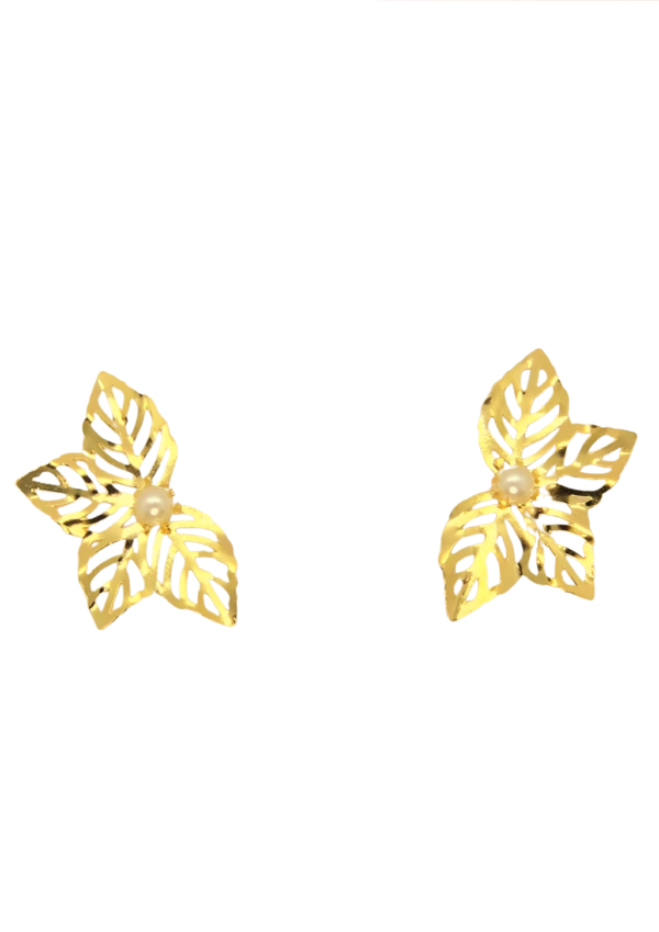 Aretes Hojas Doradas, bronce con baño de oro 24K