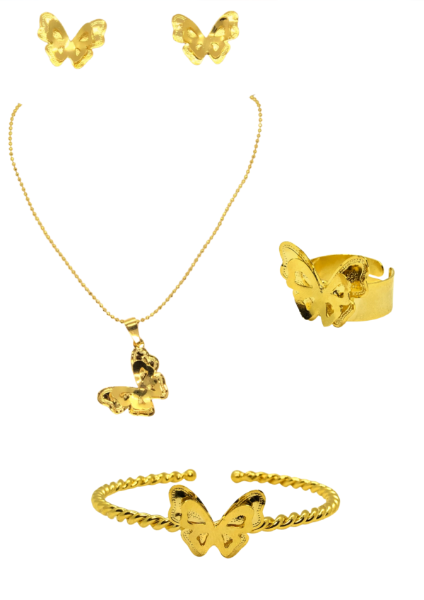 Set Conjunto Mariposario De Oro, En Bronce con recubrimiento en oro 24k