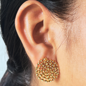 Aretes Espiral de Oro, En Bronce con recubrimiento de oro 24k