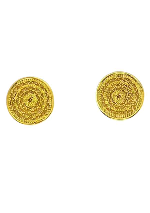 Aretes En Filigrana circular, bronce con baño de oro 24k