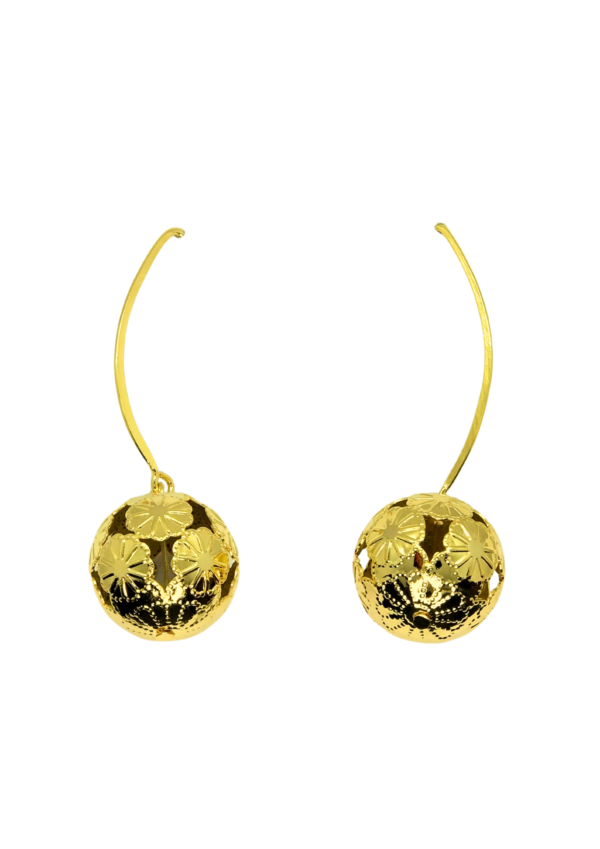 Aretes Orbes Dorados, En Bronce con recubrimiento en oro 24k