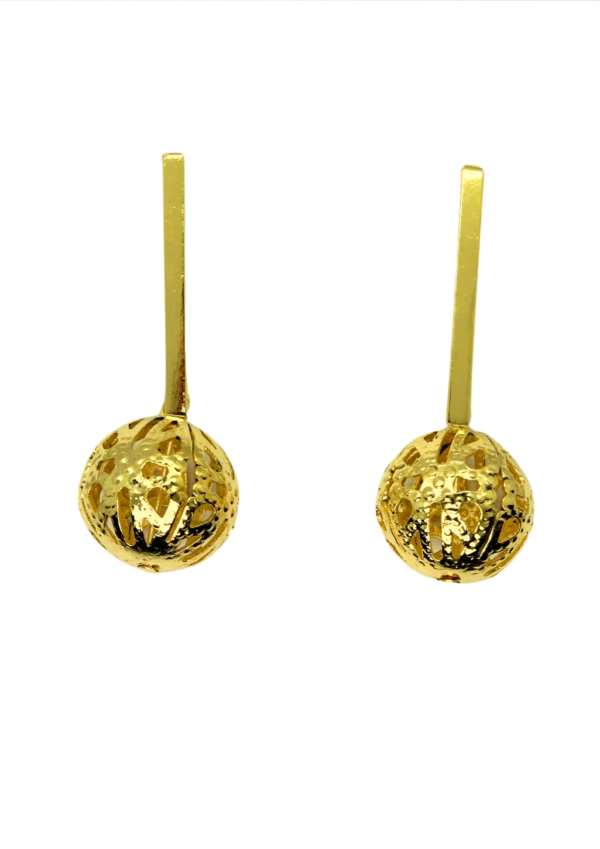 Aretes Orbes Radiantes, En Bronce con recubrimiento de oro 24k