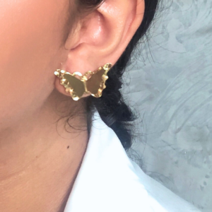 Aretes Alas de Mariposa, bronce con baño de oro 24K