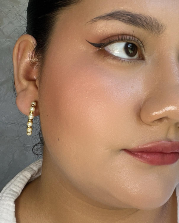 Aretes tejidos perlas en balin candonga