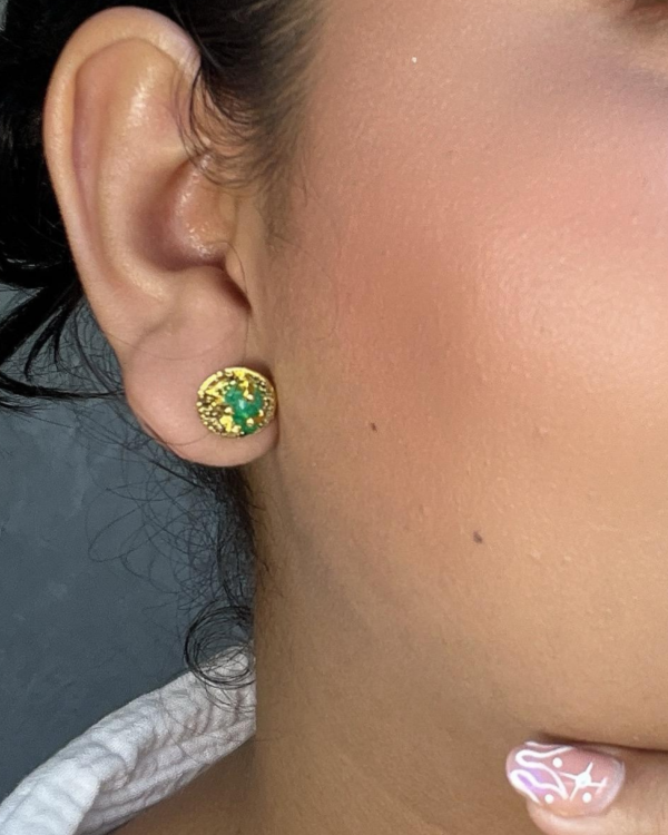 Aretes topito de murrina de esmeralda