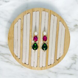 cristales fucsia verde con perla