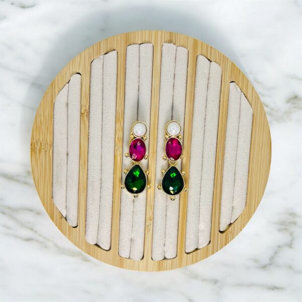 cristales fucsia verde con perla