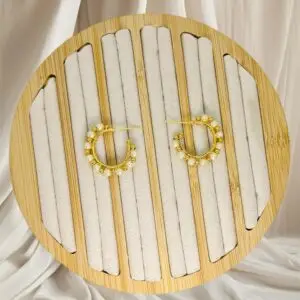Aretes tejidos perlas en balin candonga