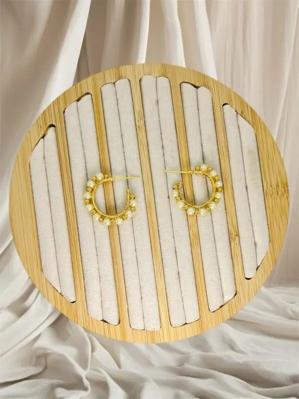 Aretes tejidos perlas en balin candonga
